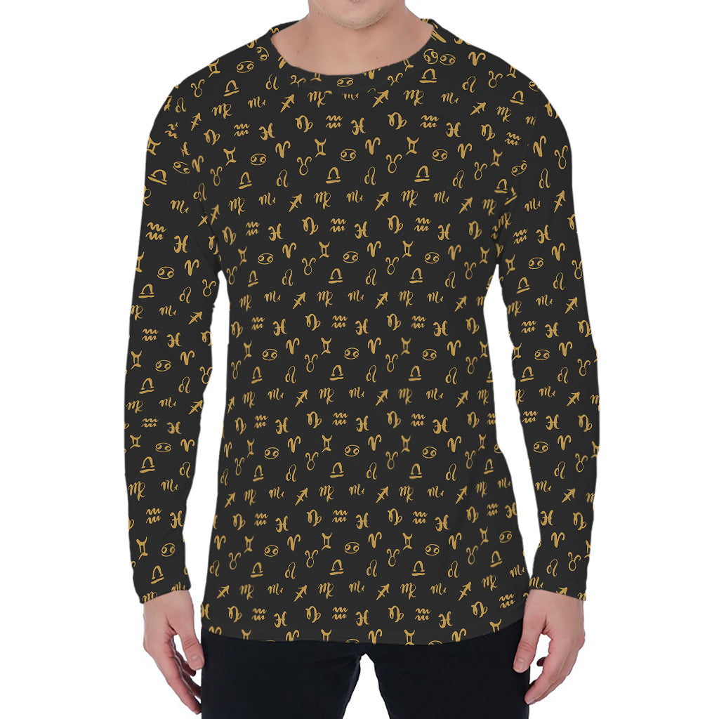 Zodiac Astrological Signs Pattern Print Men's Long Sleeve T-Shirt