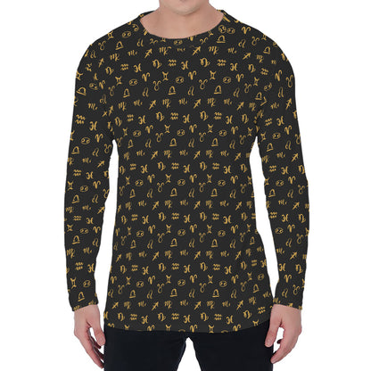Zodiac Astrological Signs Pattern Print Men's Long Sleeve T-Shirt
