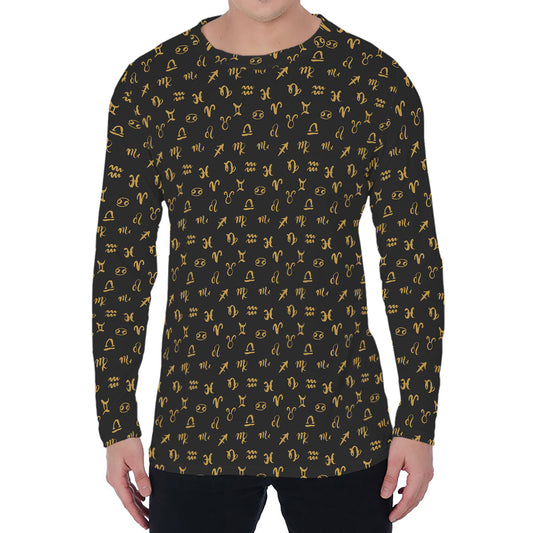 Zodiac Astrological Signs Pattern Print Men's Long Sleeve T-Shirt