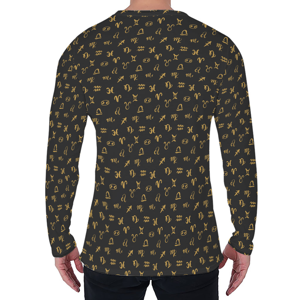 Zodiac Astrological Signs Pattern Print Men's Long Sleeve T-Shirt