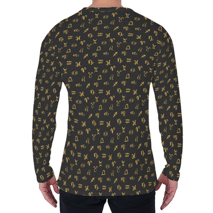 Zodiac Astrological Signs Pattern Print Men's Long Sleeve T-Shirt