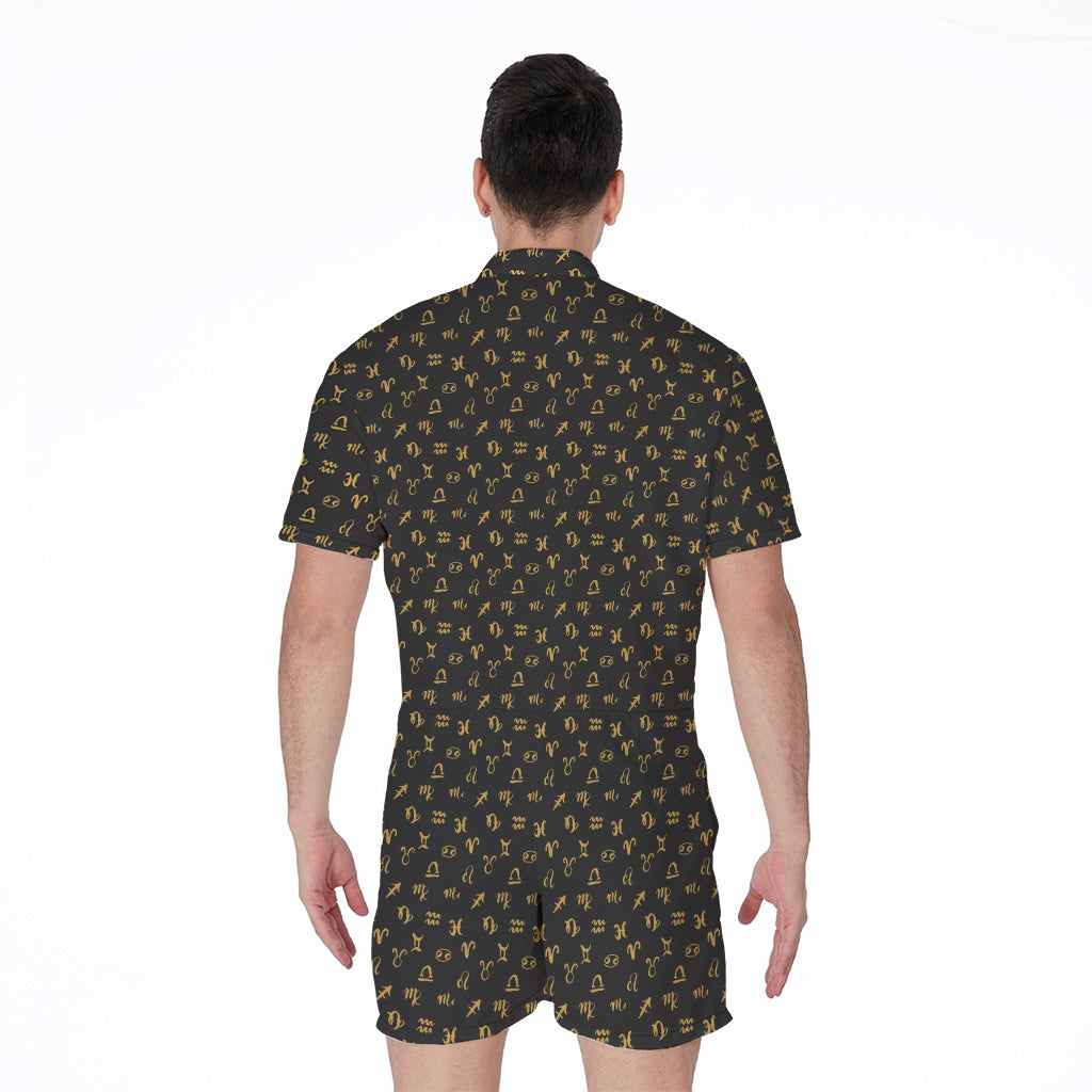 Zodiac Astrological Signs Pattern Print Men's Rompers