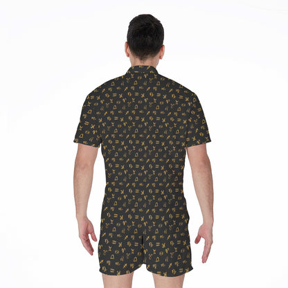 Zodiac Astrological Signs Pattern Print Men's Rompers