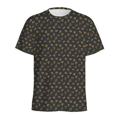 Zodiac Astrological Signs Pattern Print Men's Sports T-Shirt