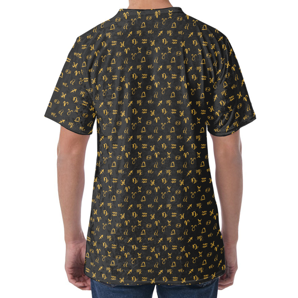 Zodiac Astrological Signs Pattern Print Men's Velvet T-Shirt
