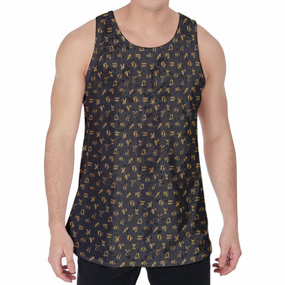 Zodiac Astrological Signs Pattern Print Men's Velvet Tank Top