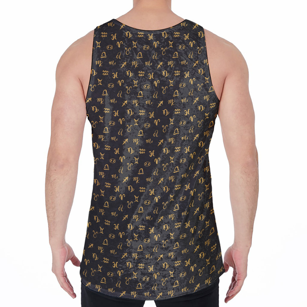 Zodiac Astrological Signs Pattern Print Men's Velvet Tank Top