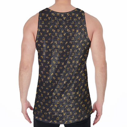 Zodiac Astrological Signs Pattern Print Men's Velvet Tank Top
