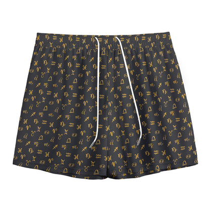 Zodiac Astrological Signs Pattern Print Mesh Shorts