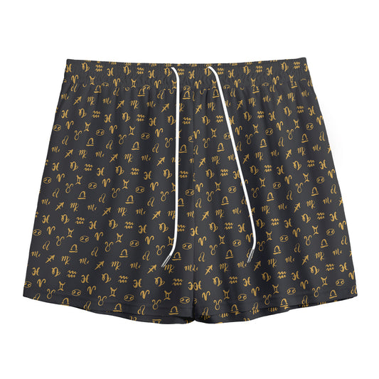 Zodiac Astrological Signs Pattern Print Mesh Shorts