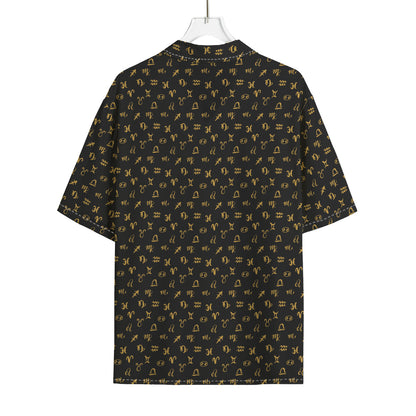 Zodiac Astrological Signs Pattern Print Rayon Hawaiian Shirt