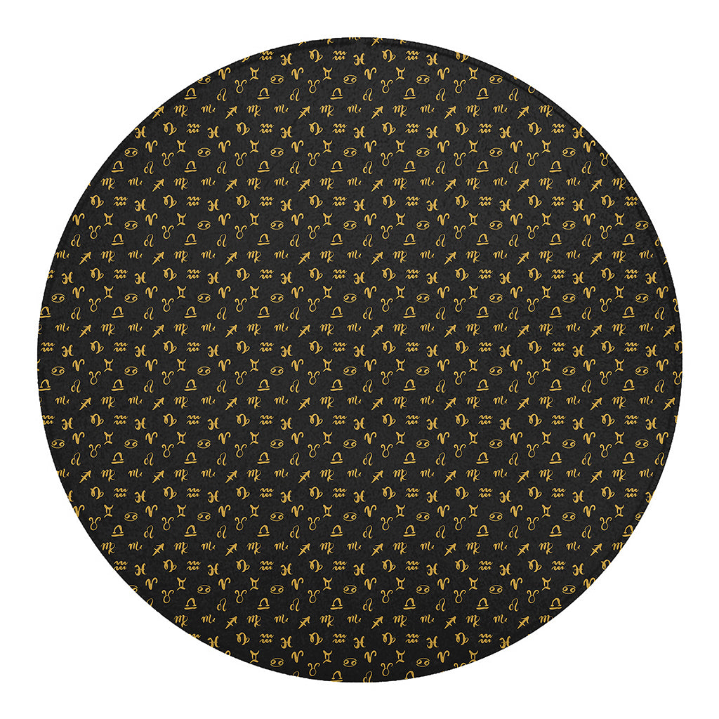 Zodiac Astrological Signs Pattern Print Round Blanket