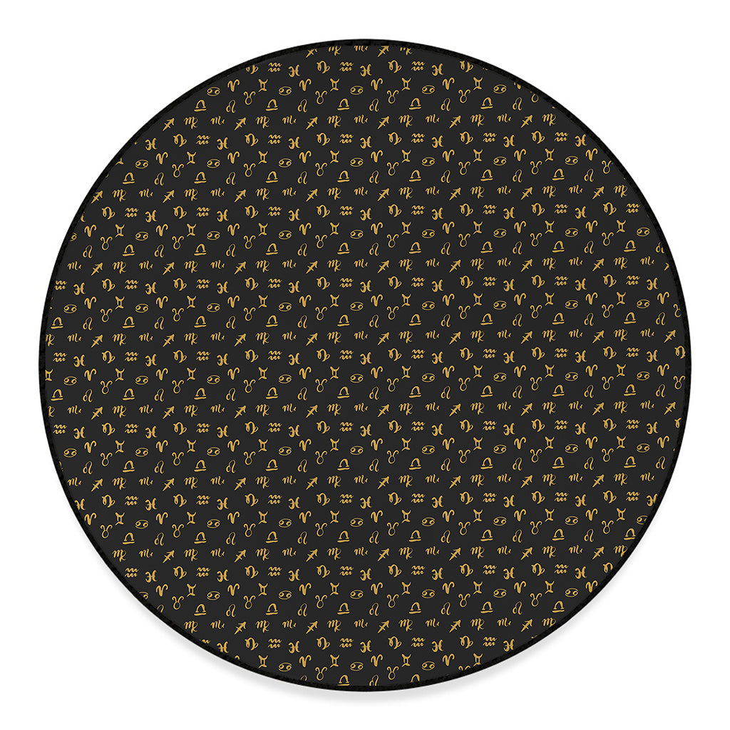 Zodiac Astrological Signs Pattern Print Round Floor Mat