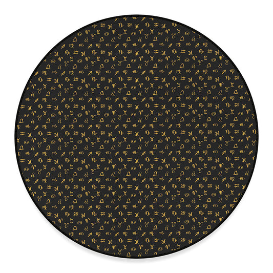 Zodiac Astrological Signs Pattern Print Round Floor Mat