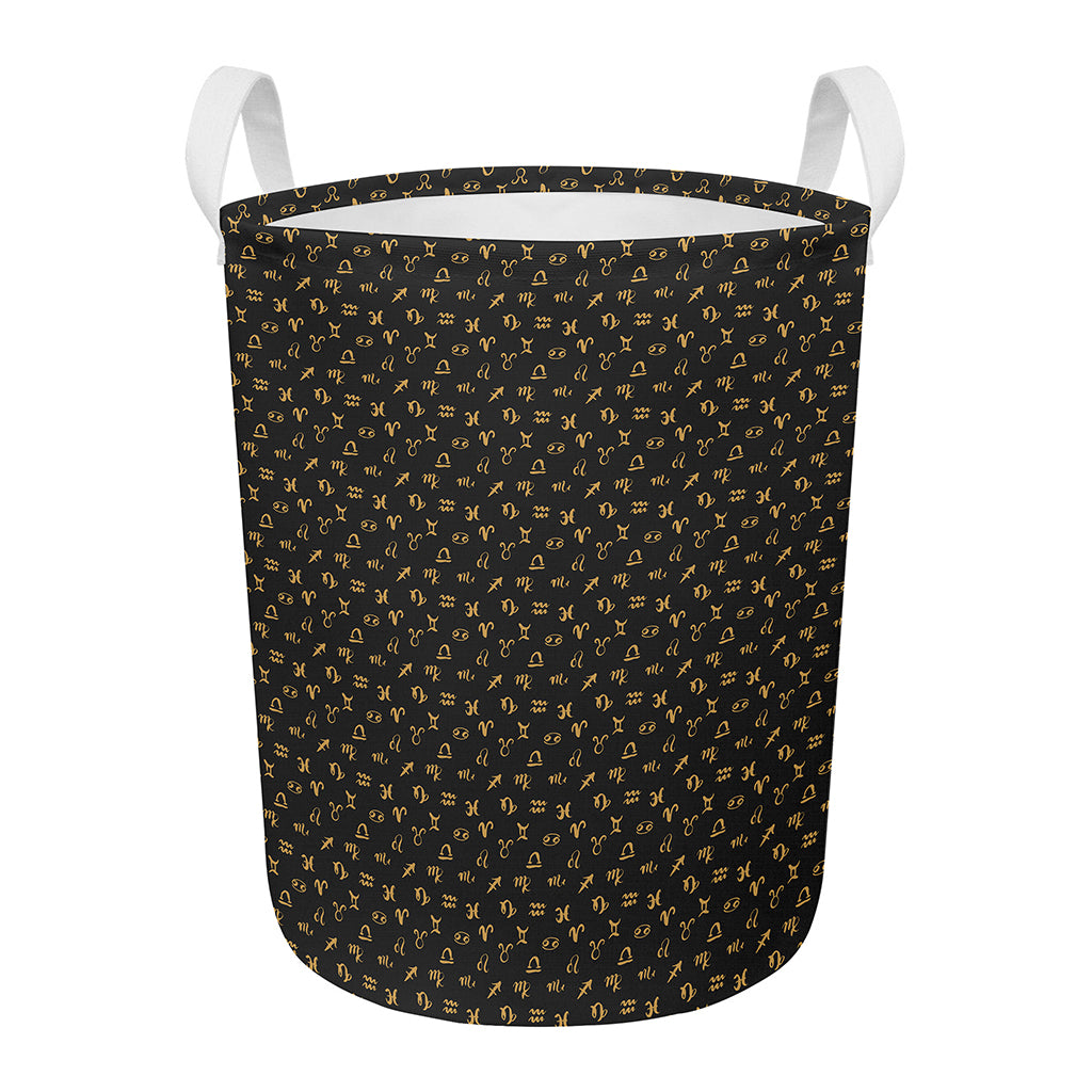 Zodiac Astrological Signs Pattern Print Round Laundry Basket
