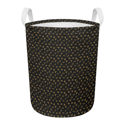Zodiac Astrological Signs Pattern Print Round Laundry Basket