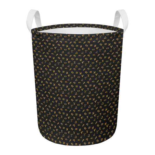 Zodiac Astrological Signs Pattern Print Round Laundry Basket