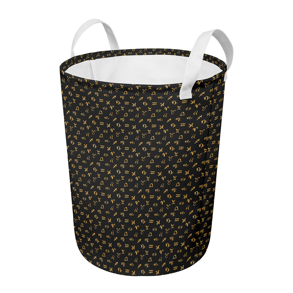 Zodiac Astrological Signs Pattern Print Round Laundry Basket