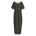 Zodiac Astrological Signs Pattern Print Short Sleeve Long Nightdress