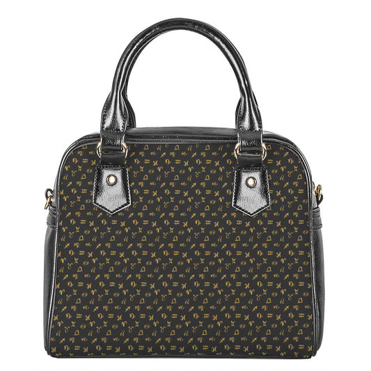 Zodiac Astrological Signs Pattern Print Shoulder Handbag