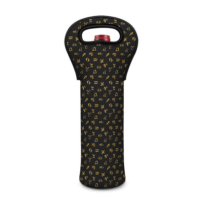 Zodiac Astrological Signs Pattern Print Single Neoprene Wine Tote