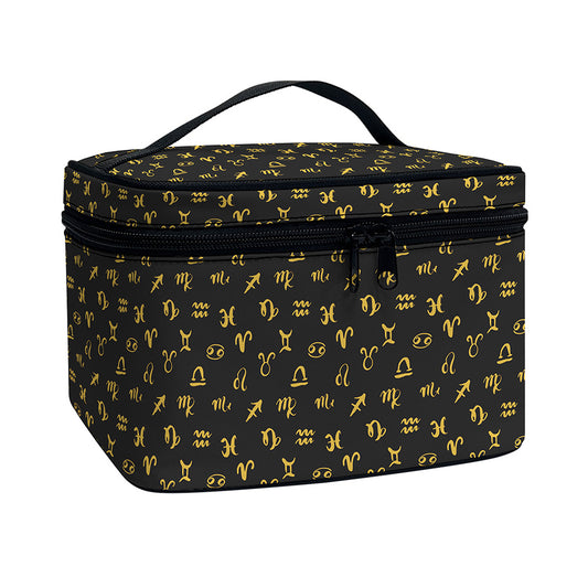 Zodiac Astrological Signs Pattern Print Travel Makeup Bag