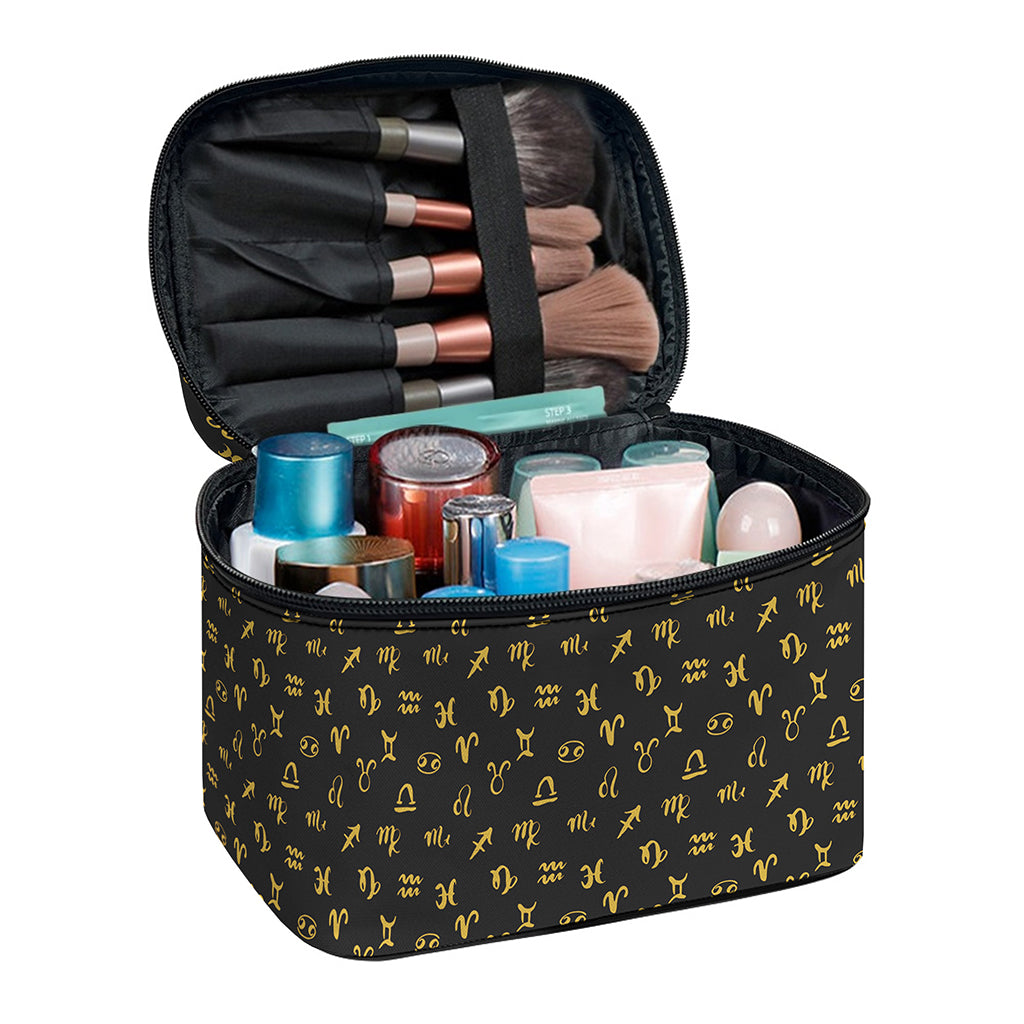 Zodiac Astrological Signs Pattern Print Travel Makeup Bag