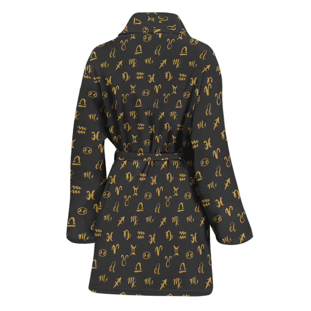 Zodiac Astrological Signs Pattern Print Women's Bathrobe