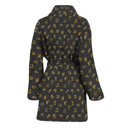 Zodiac Astrological Signs Pattern Print Women's Bathrobe