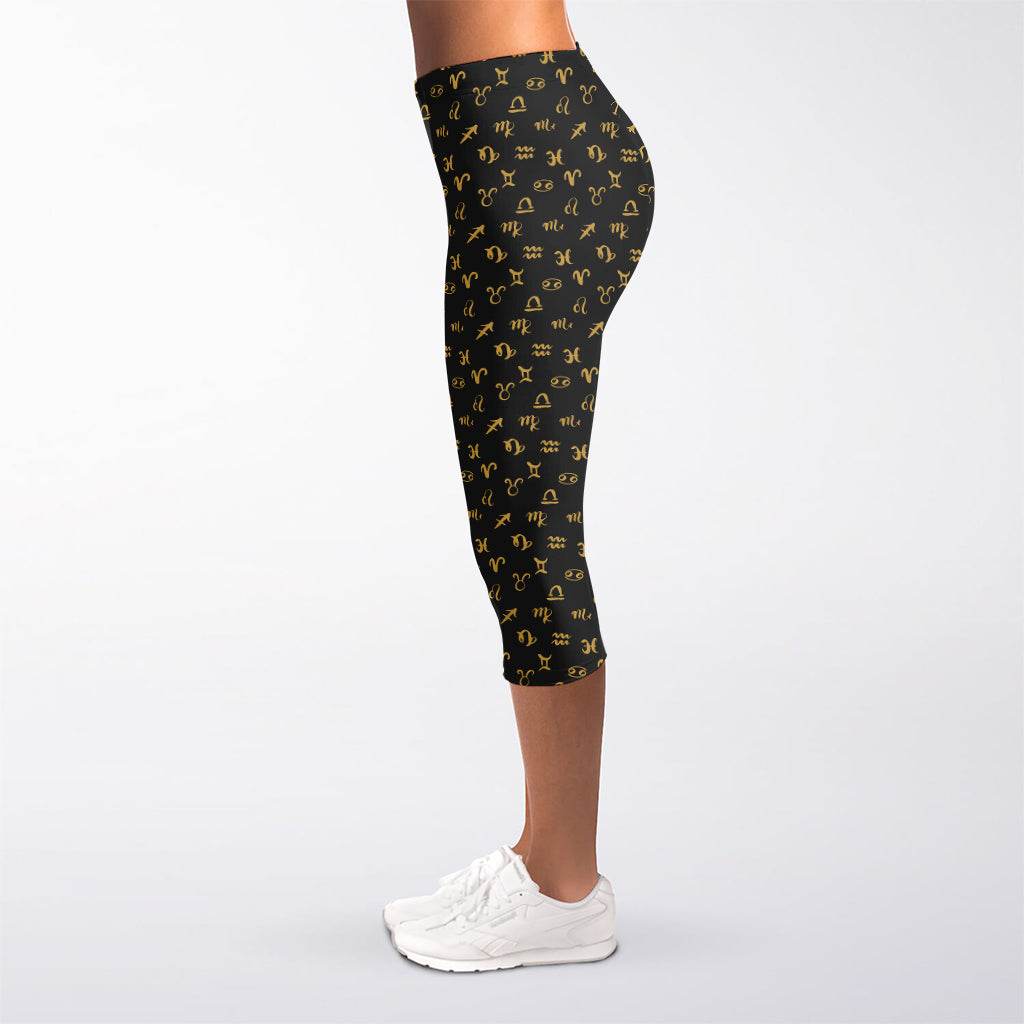 Zodiac Astrological Signs Pattern Print Women's Capri Leggings