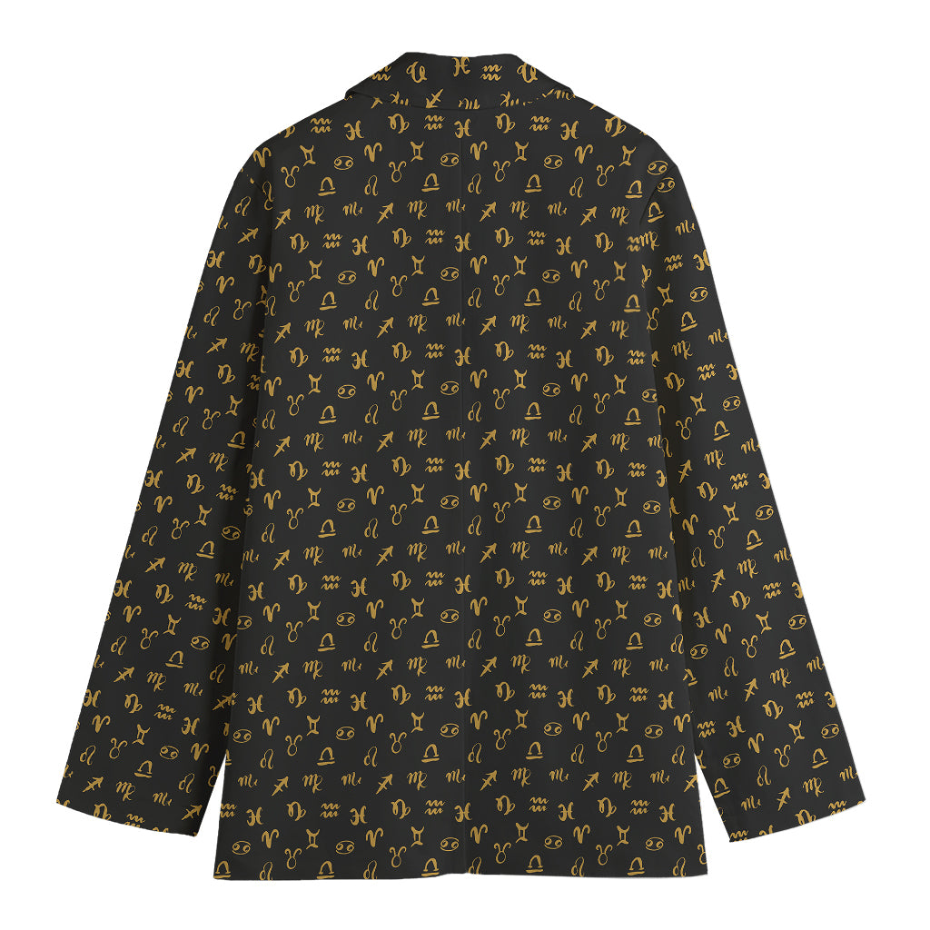 Zodiac Astrological Signs Pattern Print Women's Cotton Blazer