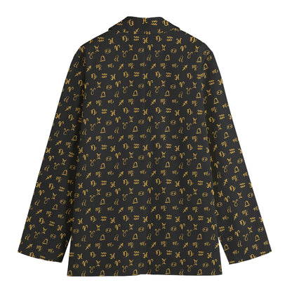 Zodiac Astrological Signs Pattern Print Women's Cotton Blazer