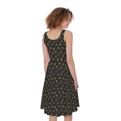Zodiac Astrological Signs Pattern Print Women's Sleeveless Dress