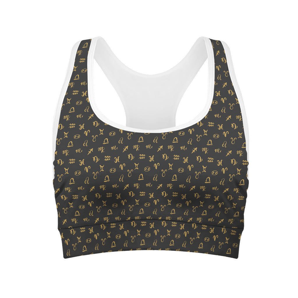 Zodiac Astrological Signs Pattern Print Women's Sports Bra