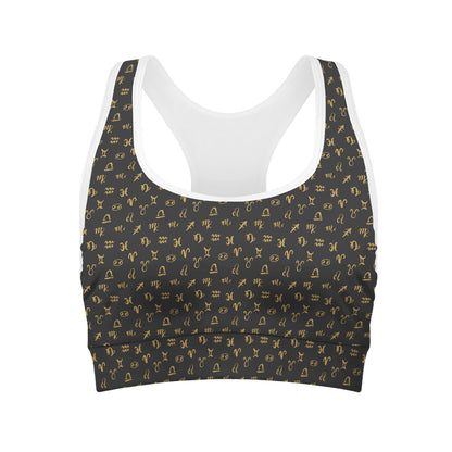 Zodiac Astrological Signs Pattern Print Women's Sports Bra