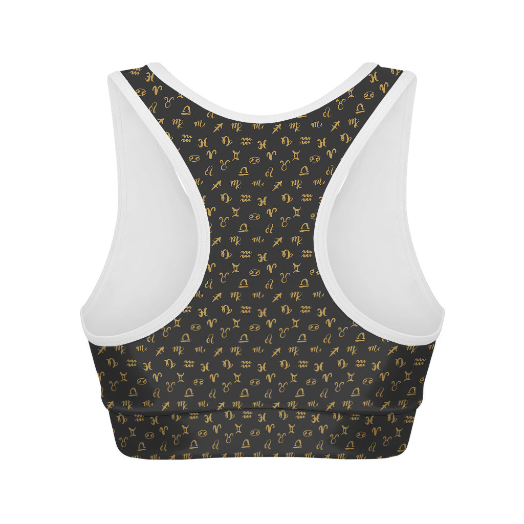 Zodiac Astrological Signs Pattern Print Women's Sports Bra