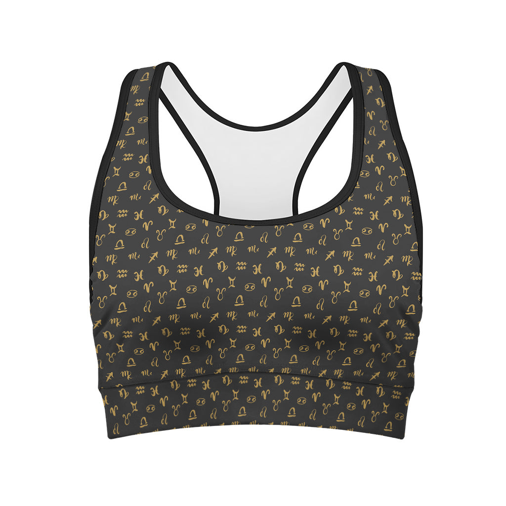 Zodiac Astrological Signs Pattern Print Women's Sports Bra