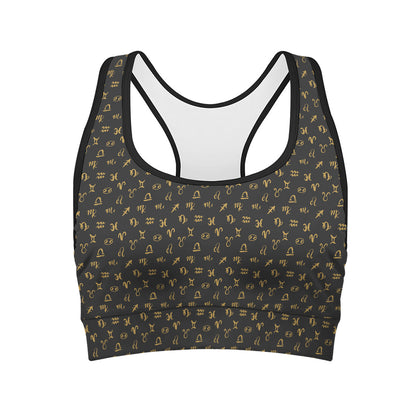 Zodiac Astrological Signs Pattern Print Women's Sports Bra