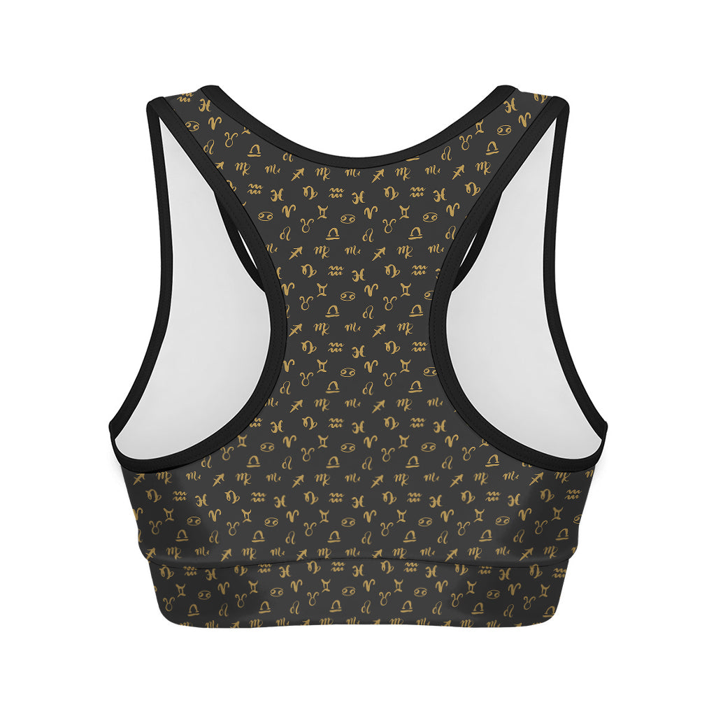 Zodiac Astrological Signs Pattern Print Women's Sports Bra