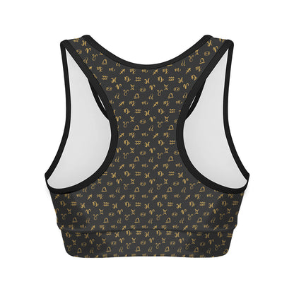 Zodiac Astrological Signs Pattern Print Women's Sports Bra