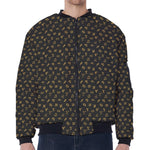 Zodiac Astrological Signs Pattern Print Zip Sleeve Bomber Jacket