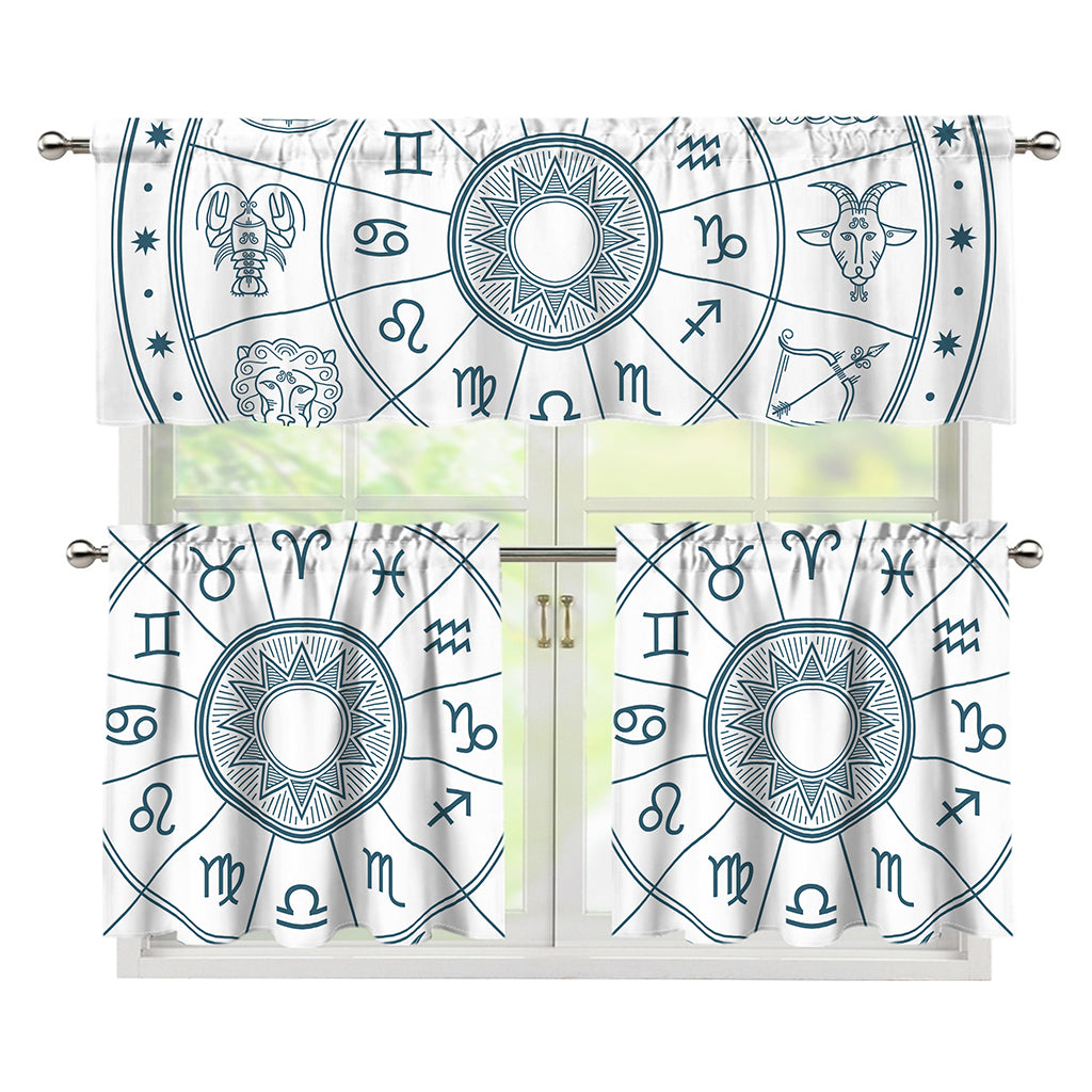 Zodiac Astrology Signs Print 3 Piece Kitchen Curtains