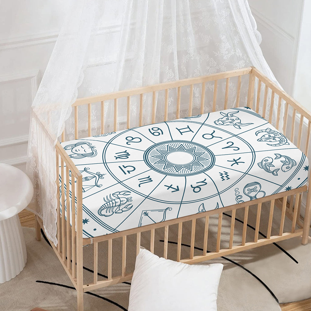 Zodiac Astrology Signs Print Baby Crib Sheet
