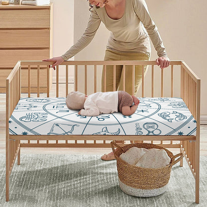 Zodiac Astrology Signs Print Baby Crib Sheet