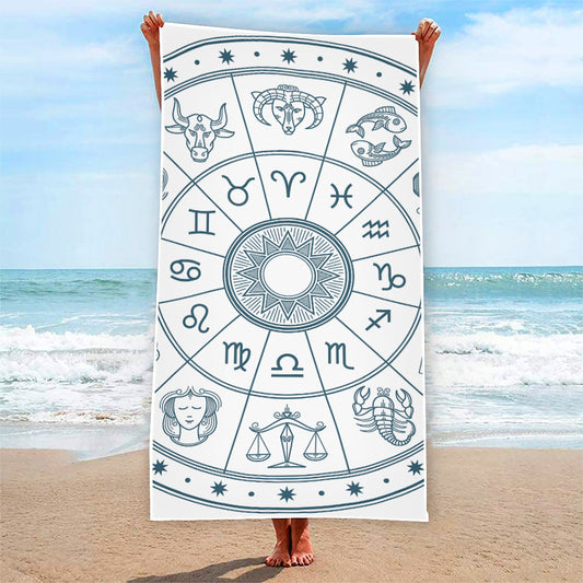 Zodiac Astrology Signs Print Beach Towel