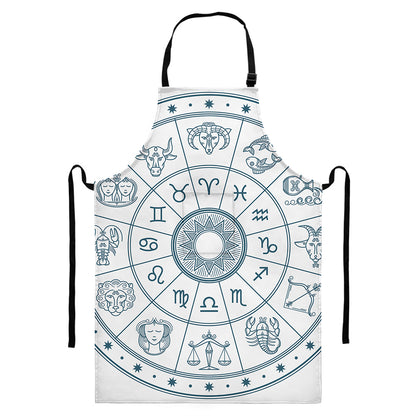 Zodiac Astrology Signs Print Bib Apron With Pocket