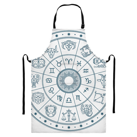 Zodiac Astrology Signs Print Bib Apron With Pocket