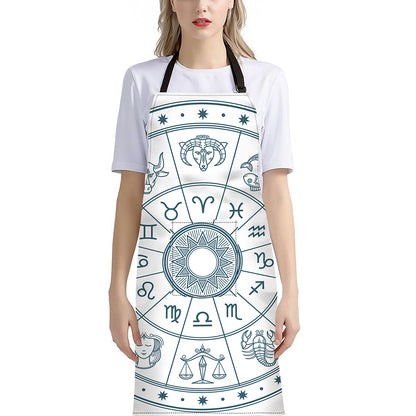 Zodiac Astrology Signs Print Bib Apron With Pocket