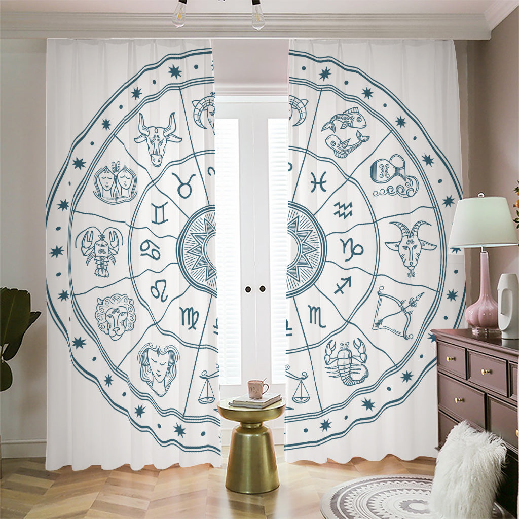 Zodiac Astrology Signs Print Blackout Pencil Pleat Curtains