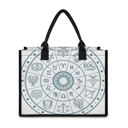 Zodiac Astrology Signs Print Canvas Tote Bag